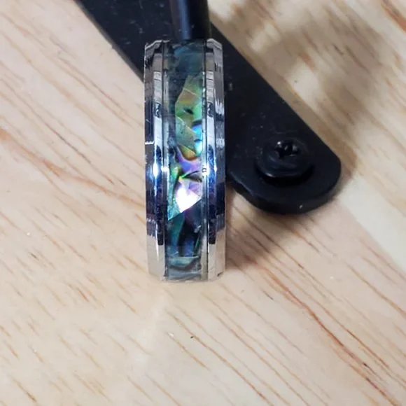 Parker Stainless Steel Abalone Shell Men's Ring 8MM - *NEW SIZES IN* - Picture 8 of 12